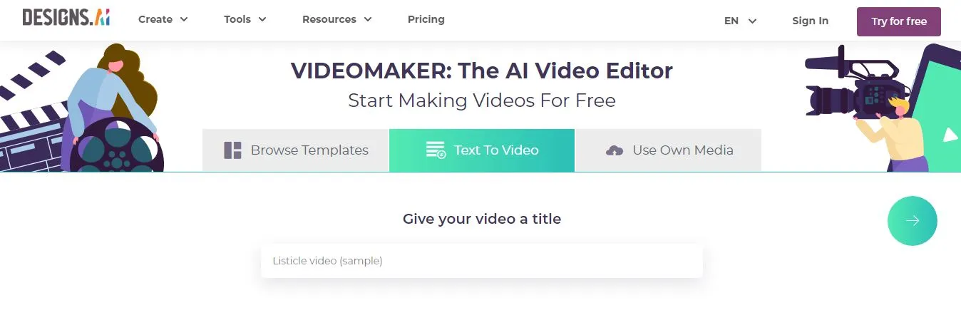 Designs.ai Videomaker