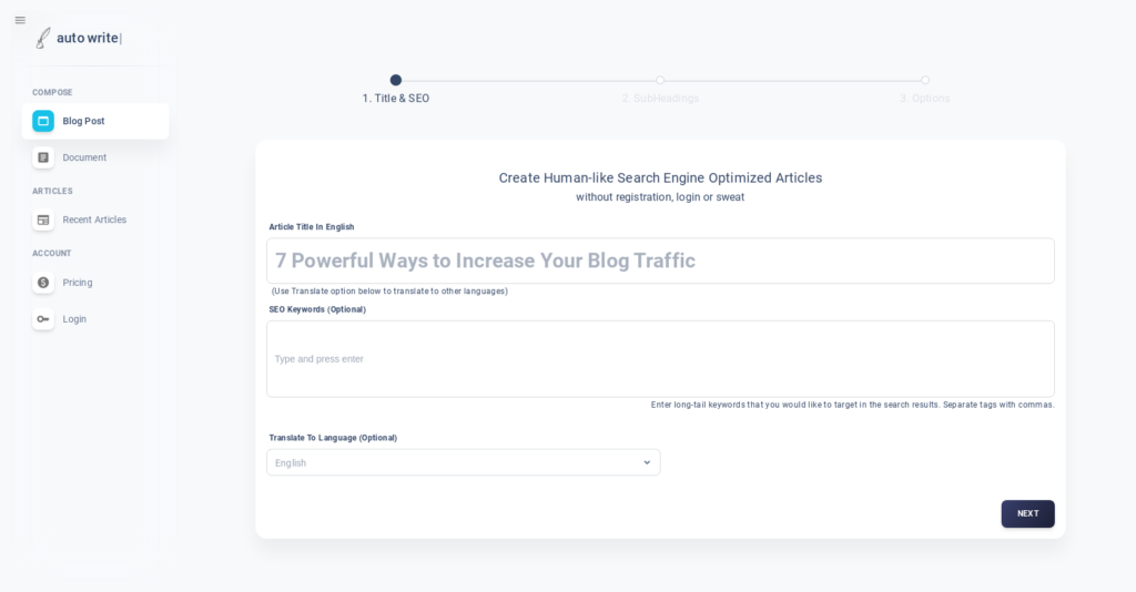 Autowrite App