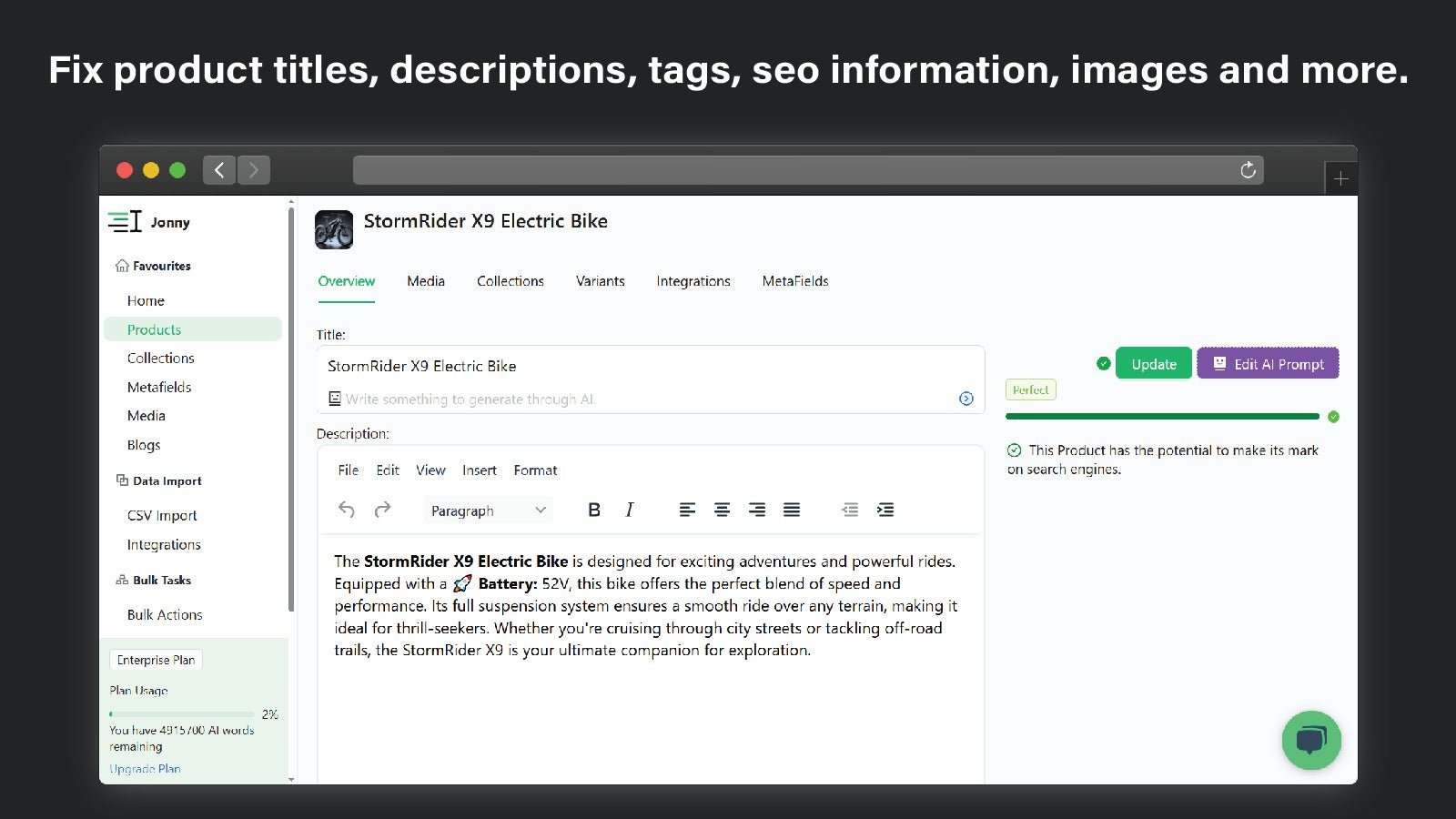 ShopGPT Review: Is This Shopify AI App Worth Installing? 2 ShopGPT Shopify app bulk product optimization screenshot