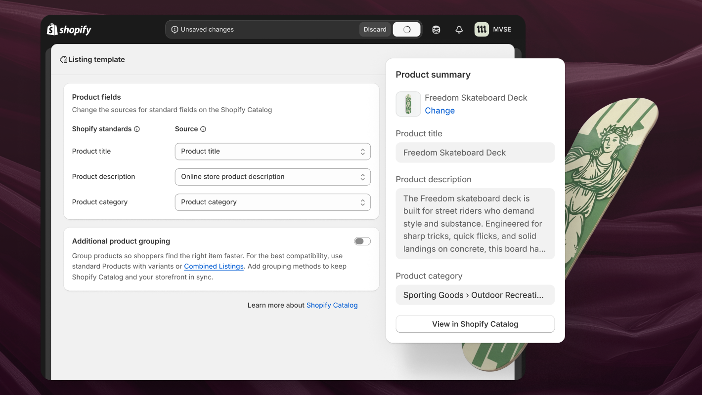 Shopify Agentic Storefronts: Sell Inside ChatGPT & Gemini 3 Shopify brand control settings for agentic storefronts, including product schema and the Knowledge Base app