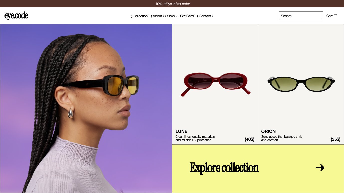 Eyewear store generated by the Wix AI website builder